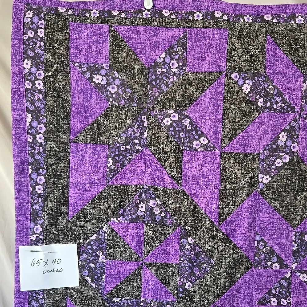 Purple and Gray Geometric Quilt Bedding